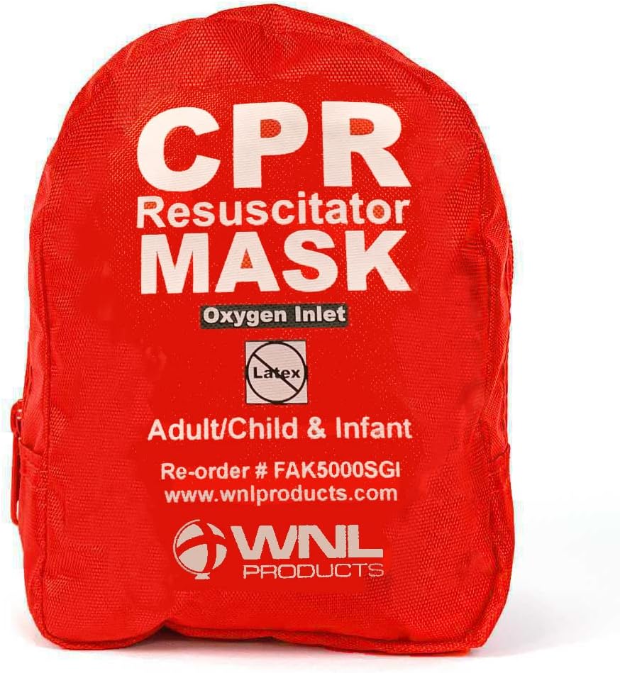 Wnl Products cpr rescue mask front view in soft red case