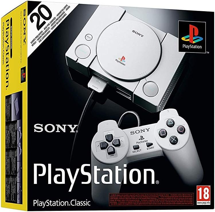 Sony PlayStation Classic console front view with controllers