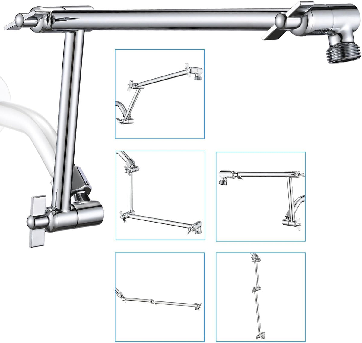 PDPBath Shower Extension Arm, 16" Upgrade Solid Brass Shower Head Extender, Adjustable Height Extended with G1/2 Universal Connection for Rain & Handheld Shower Head - Oil Rubbed Bronze - Image 11