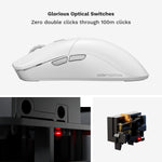 Glorious Model O 2 PRO white mouse bottom sensor and PTFE feet view