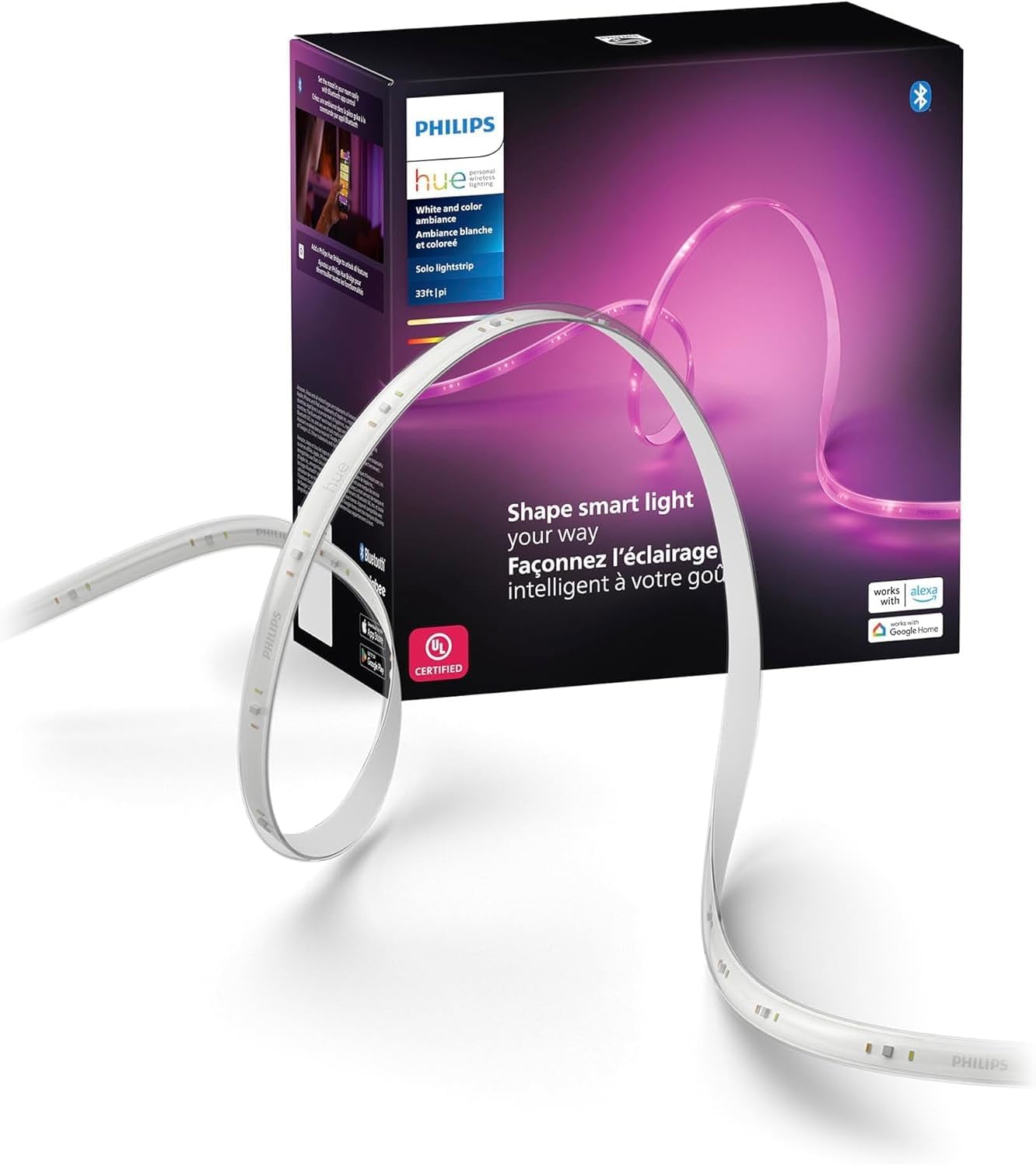 Philips Hue indoor smart LED solo lightstrip base kit front view
