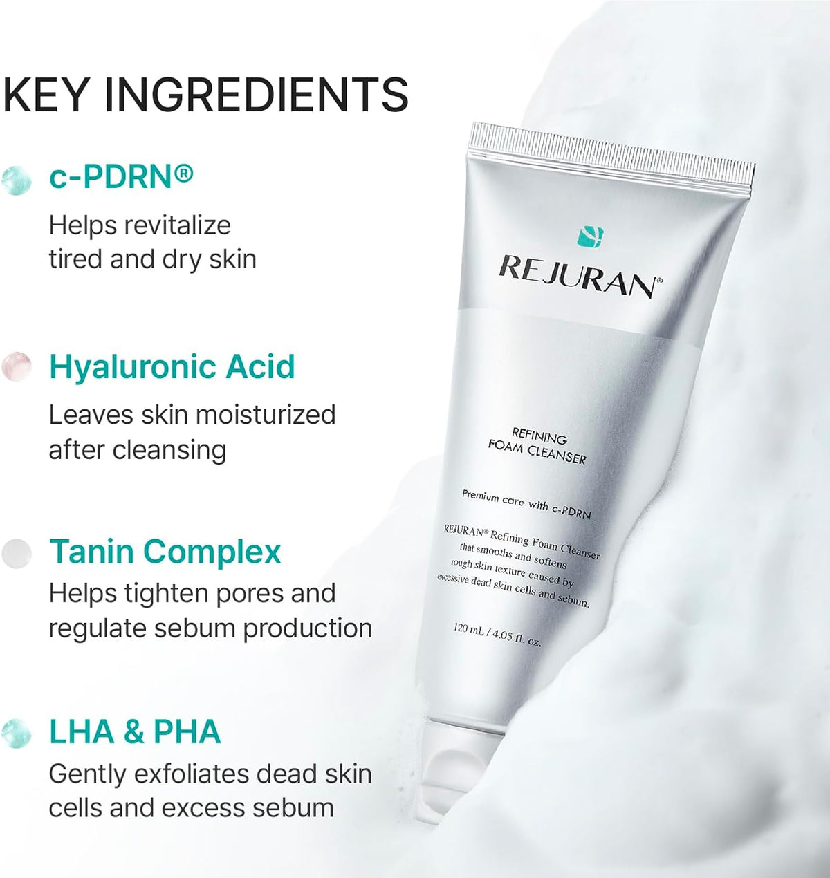 Rejuran Refining Foam Cleanser application on skin
