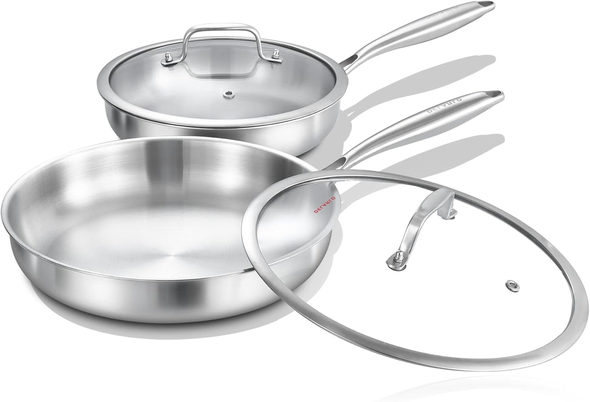 DELARLO Tri-Ply Stainless Steel Pan,18/10, 12.5" | Nontoxic Durable Oven Safe 800 All Cooktops Compatible Fast Even Heat PFOA Free Large Frying Pan Nontoxic Cookware - Image 15
