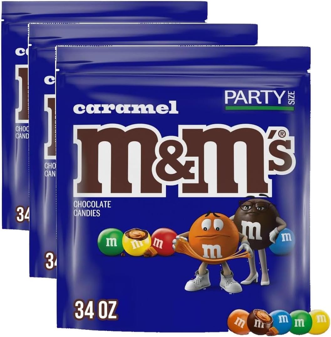 M&M'S Caramel Milk Chocolate Candy Bulk Pack, Party Size, 34 oz Resealable Bag for Parties, Baking and Sharing - Image 10