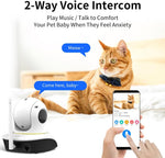 Pet surveillance camera with two way audio speaker and microphone close up