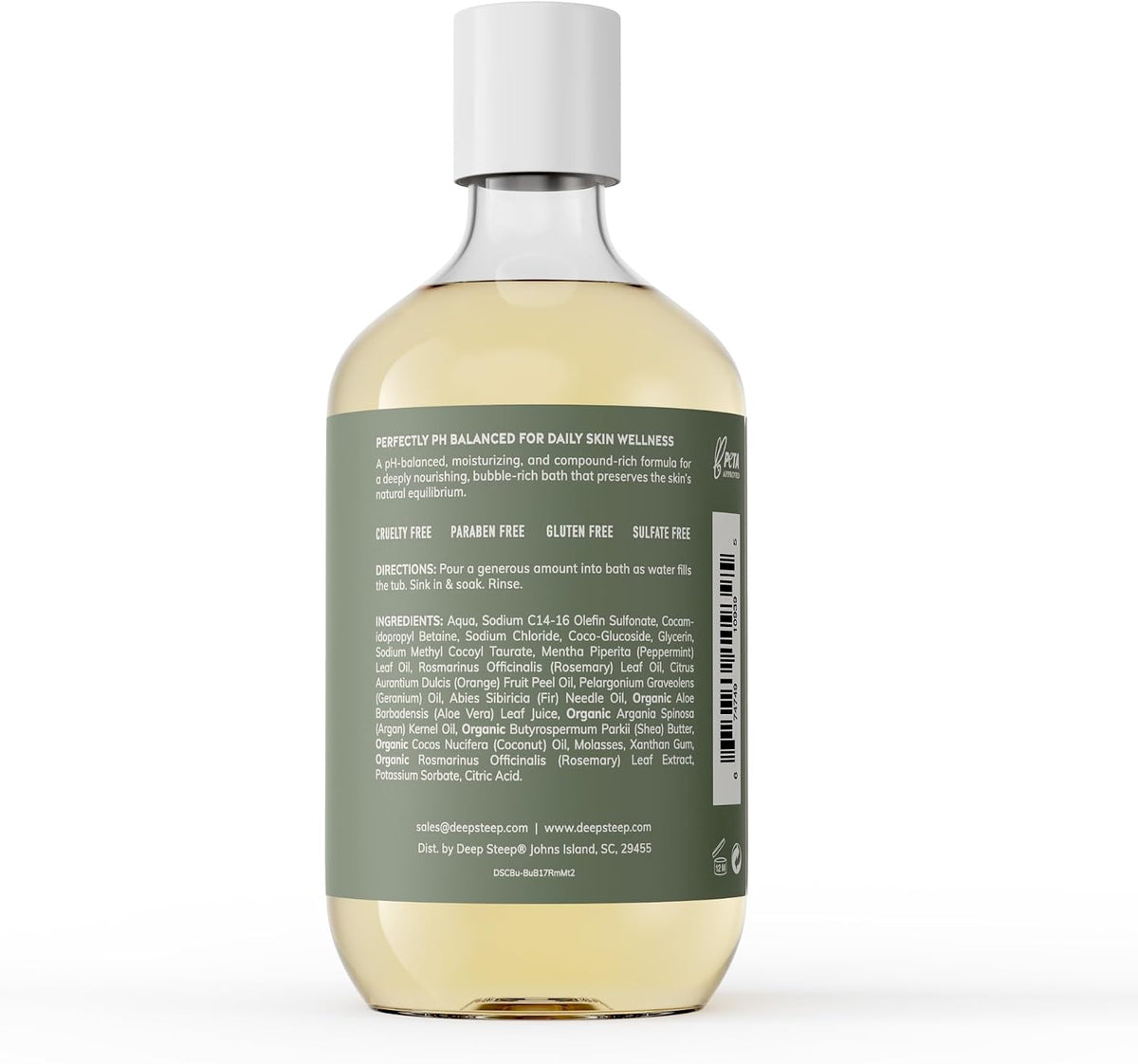 Deep Steep rosemary mint bubble bath ingredients label