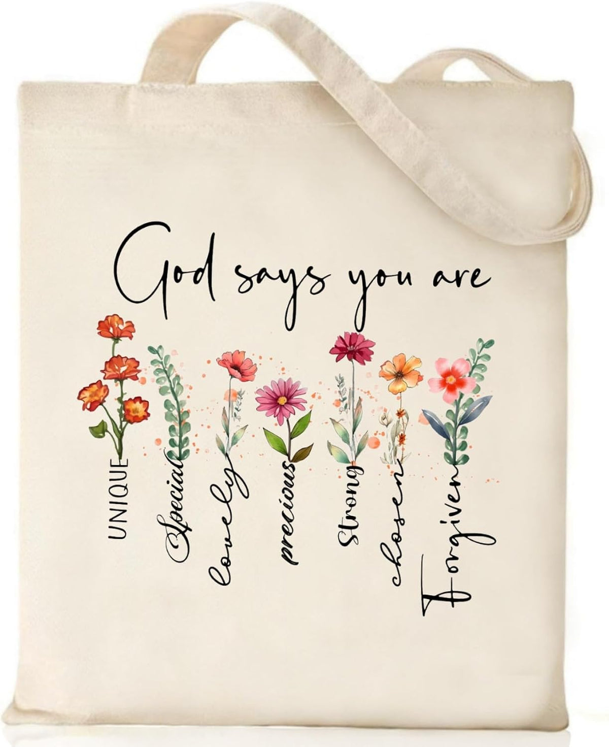 Nioobager canvas Christian tote bag front view