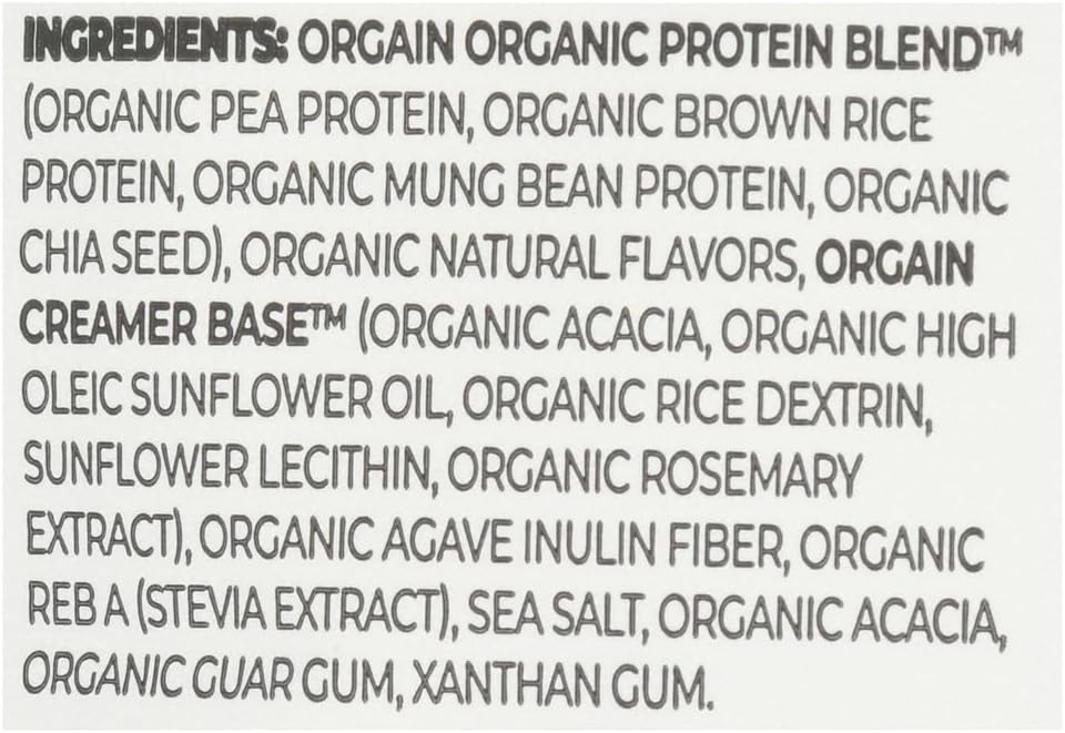 Orgain organic plant based vanilla protein single serve sachet ingredients view