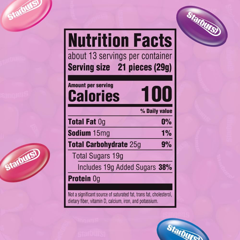 Starburst Spring Berry Burst jelly beans bag back view showing ingredients