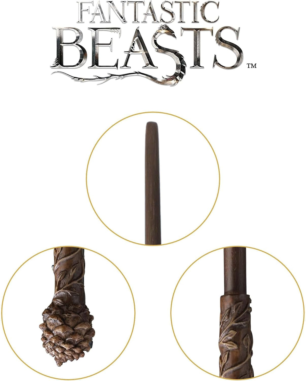 Close-up shot of the hand-painted resin texture along the wand shaft
