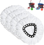 Higfra spin mop replacement head four pack front view showcasing microfiber strings.