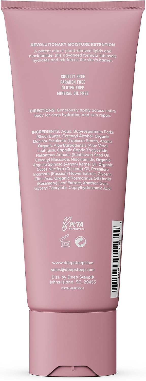 Deep Steep Passion Fruit Guava body lotion tube packaging close up