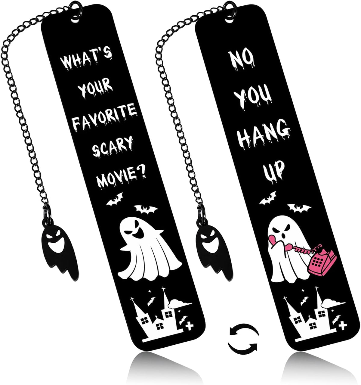 Raddimelo Christmas Wicked Bookmark front view showing metal design and engraved quote