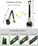 Collapsible hinges showing how the pet scooper folds down for storage