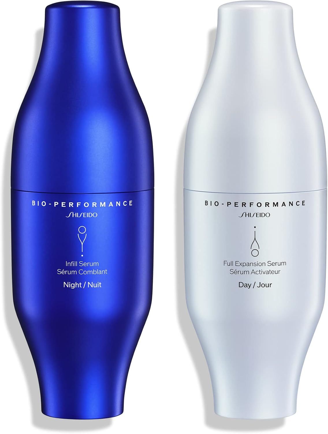 Shiseido Bio Performance Skin Filler Serums front view showing day and night bottles