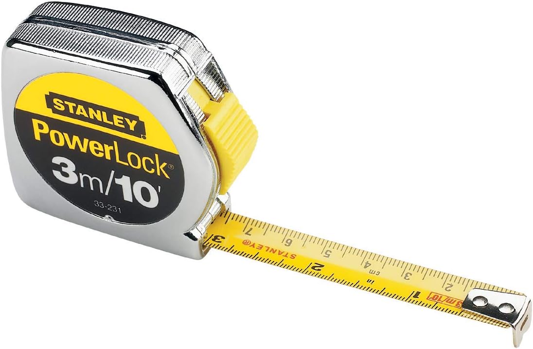 Stanley 33 212 tape measure side profile in chrome case