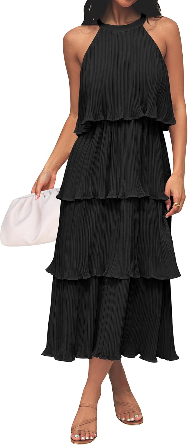 Zesica women summer halter dress front view