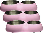 Catit Double Diner pink removable stainless steel bowls top view