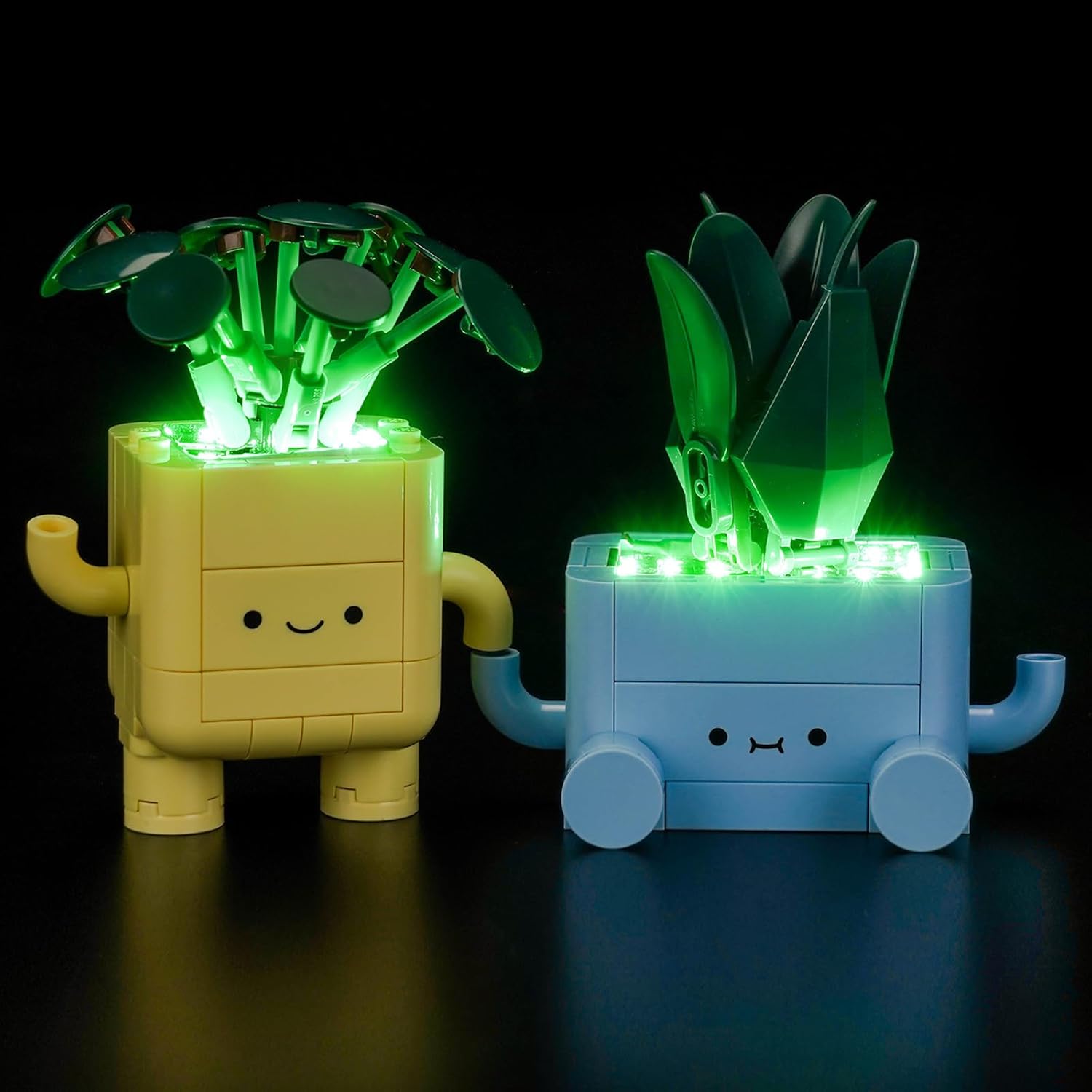 Hilighting LED light kit installed on Lego Happy Plants set front view