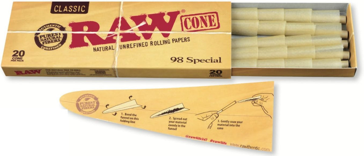 RAW Classic Natural Unrefined Pre Rolled Cones front view packaging