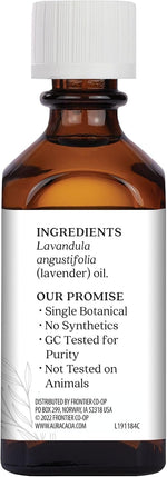 Aura Cacia pure lavender oil label and cap detail