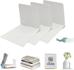 STORAGE MANIAC Invisible Floating Bookshelves Wall Mounted White | Heavy-Duty Steel Floating Book Shelves Hidden Bookshelf Hanging Shelf for Bedroom Living Room Office | Large 4-Pack - Image 10