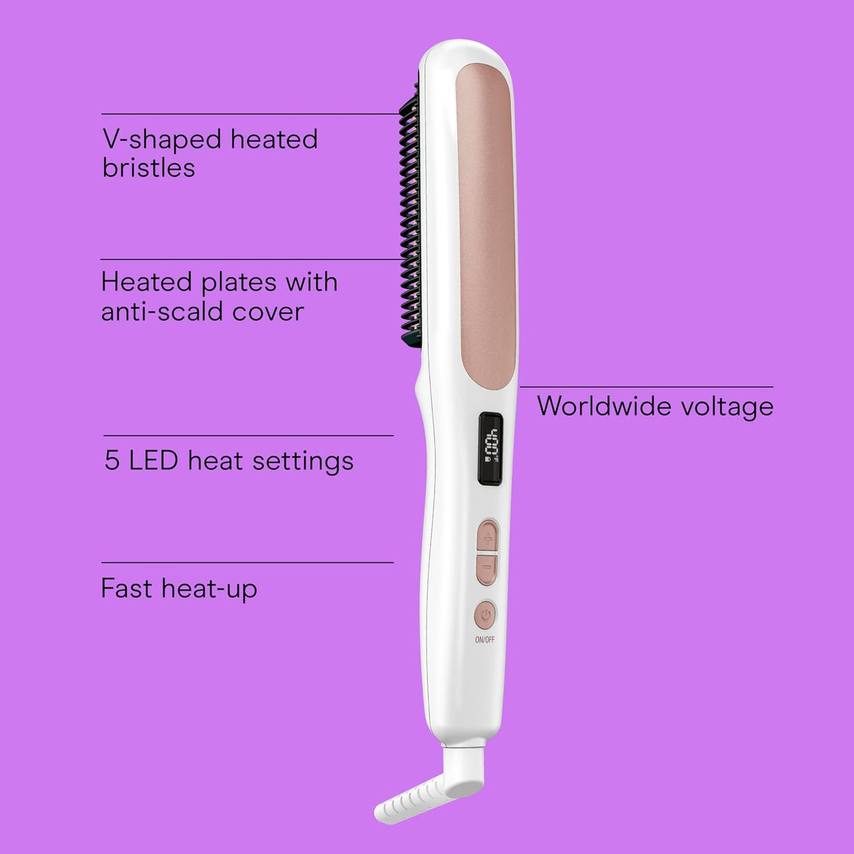 Conair heated straightening brush V-shaped bristles closeup
