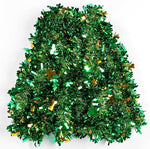 Full length display of the thirty three feet shamrock clover garland laid out on a surface.