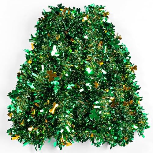 Full length display of the thirty three feet shamrock clover garland laid out on a surface.