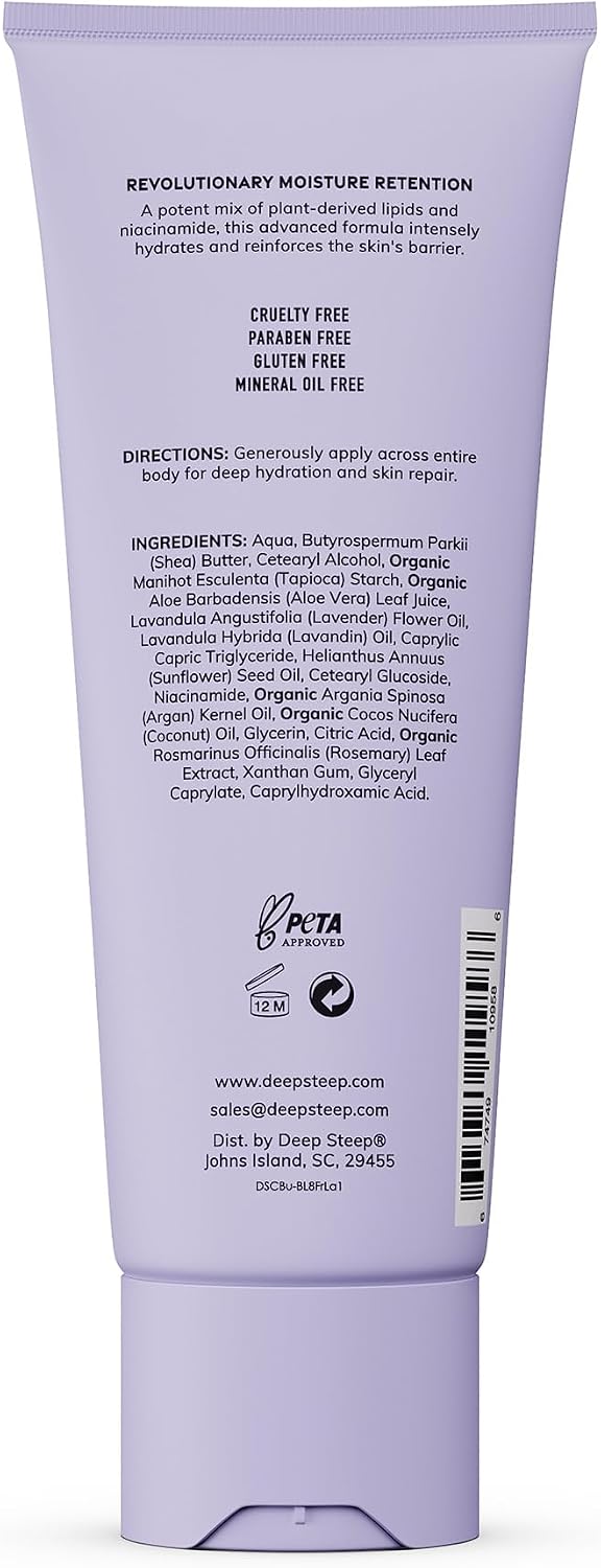 Deep Steep body lotion squeeze tube back label details