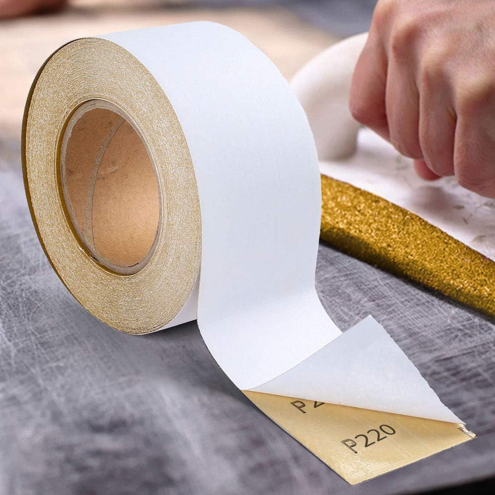LotFancy 220 grit sandpaper applied to hand sanding block