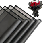 Jocomoni waterproof flower wrapping paper pack front view showcasing premium matte black sheets with borders.