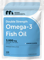 Micro Ingredients omega 3 fish oil pouch front view supplement bottle