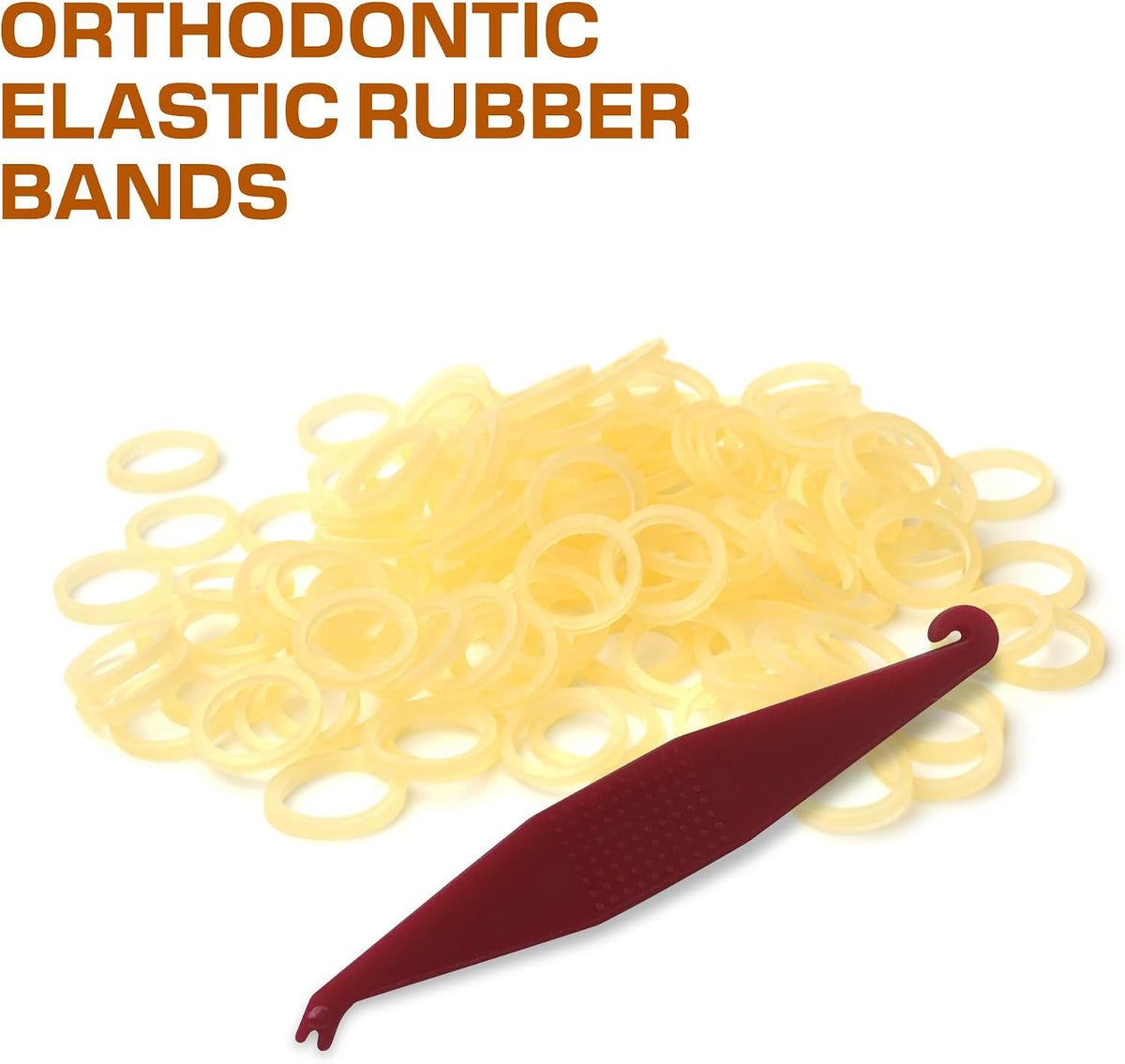 Medium force 3.5 ounces dental elastics close up