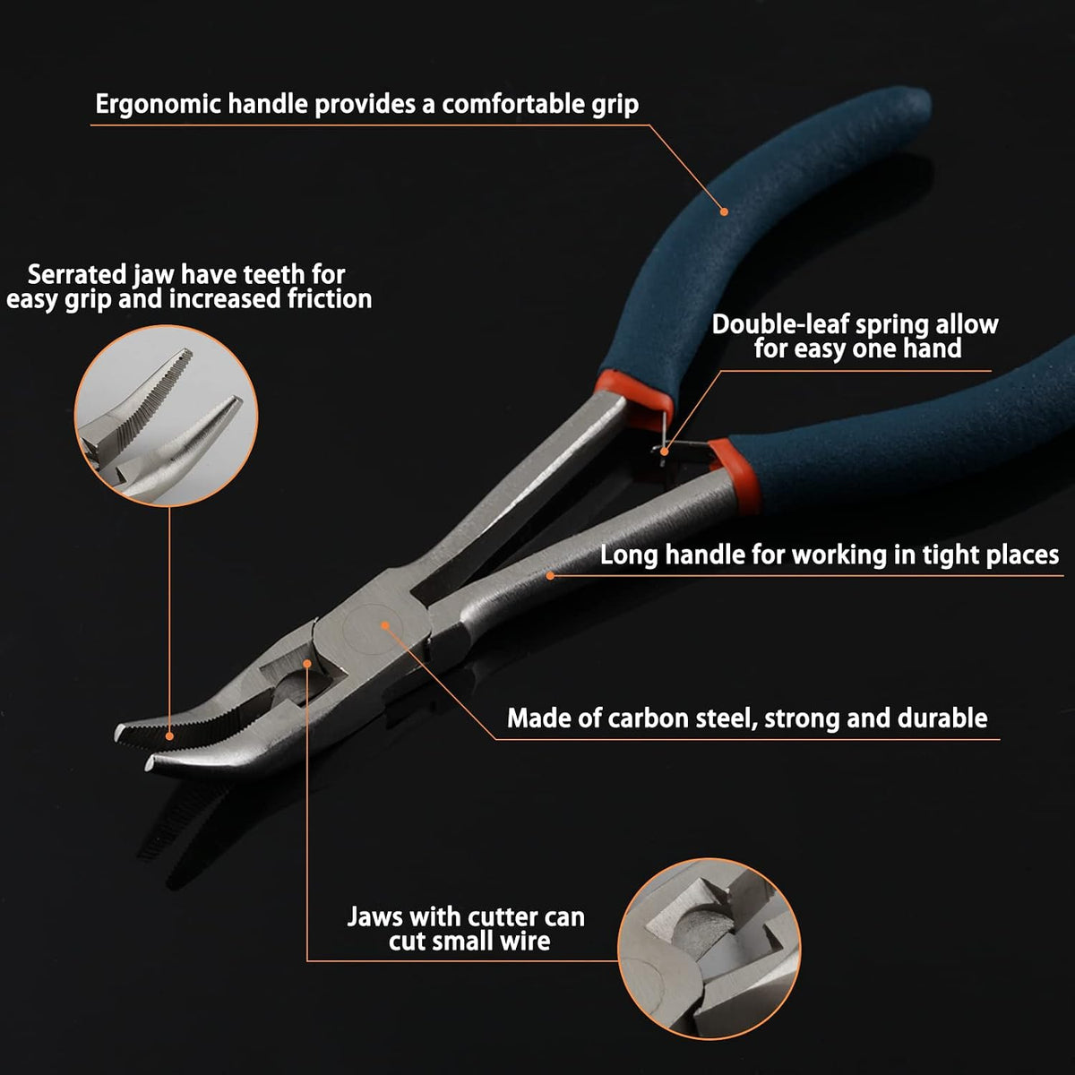 Speedwox angled pliers showing serrated jaw grip detail