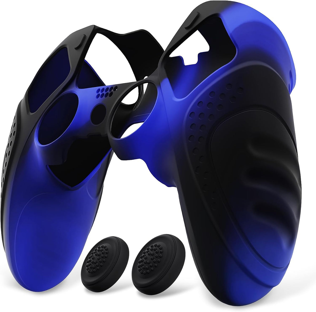 PlayVital Guardian Edition Anti-Slip Ergonomic Silicone Cover Case for ps5 Edge Controller, Soft Rubber Protector Skin for ps5 Edge Wireless Controller with Thumb Grip Caps - Blue & Black - Image 9