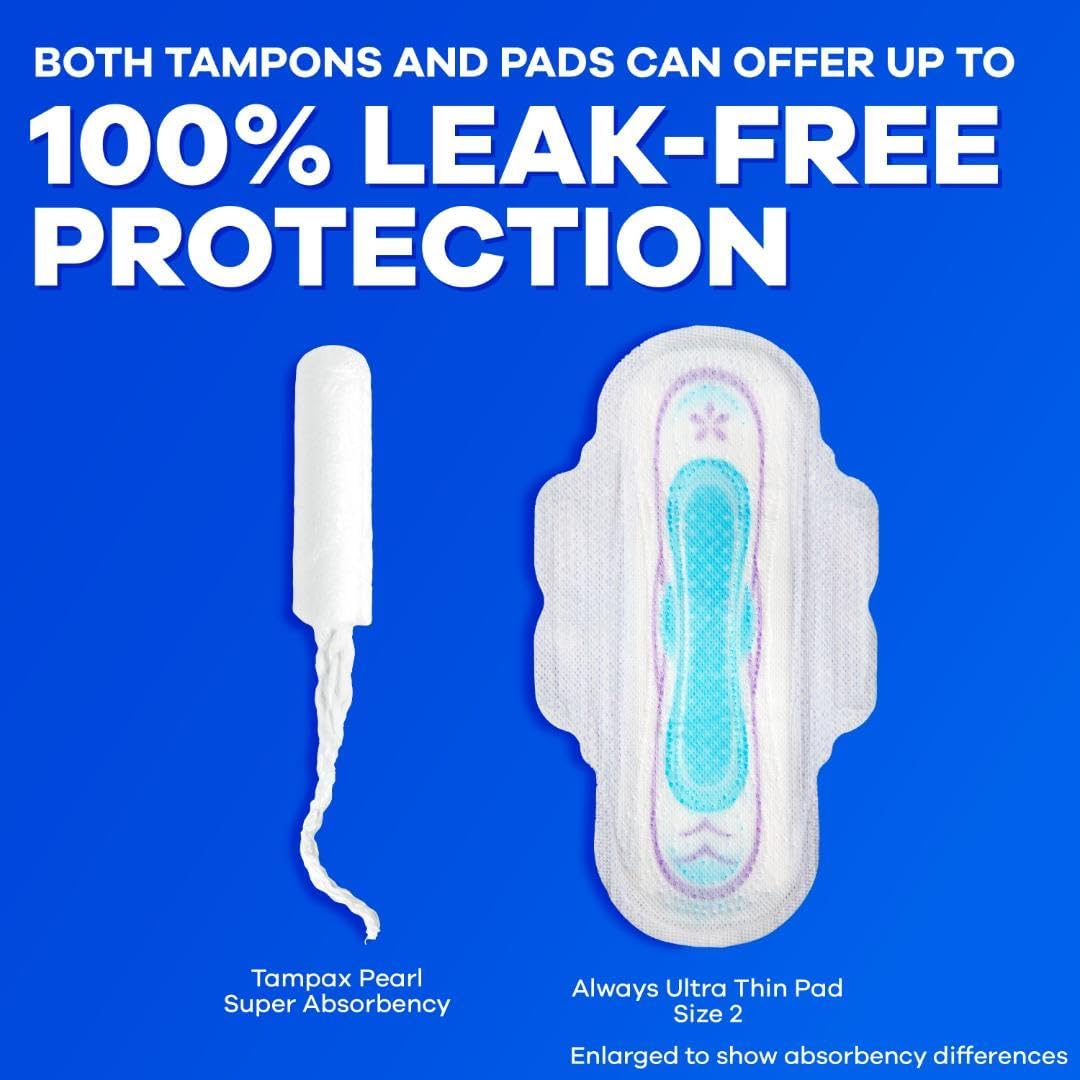 Tampax Pearl multipack reverse view with usage instructions