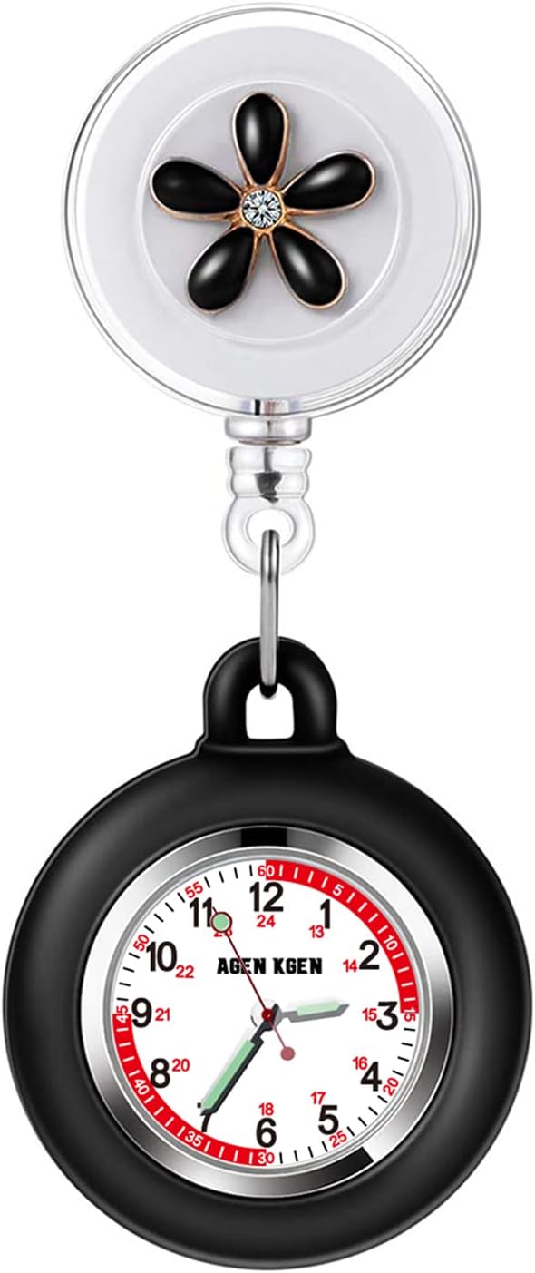 AGEN KGEN 3X Retractable Nurse Watch for Nurses Doctors, Clip-on Hanging Lapel Nurse Watch Silicone Cover Brooch Fob Pocket Watch Badge Reel - Image 15
