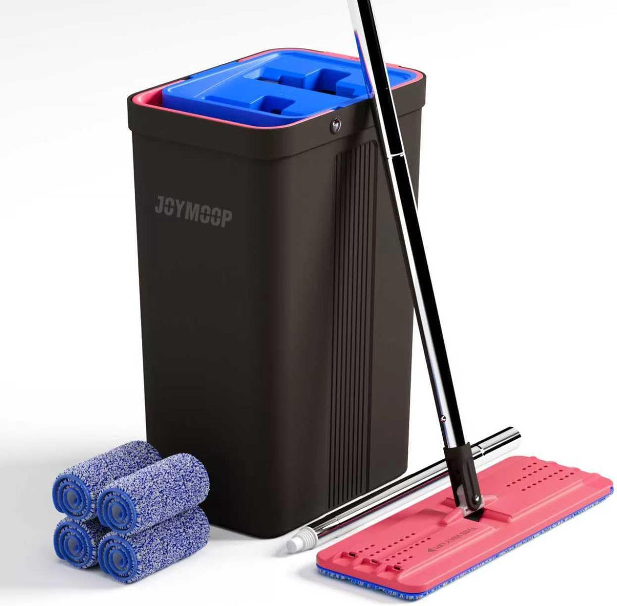 JOYMOOP Mop and Bucket Set front view for hands free floor cleaning.