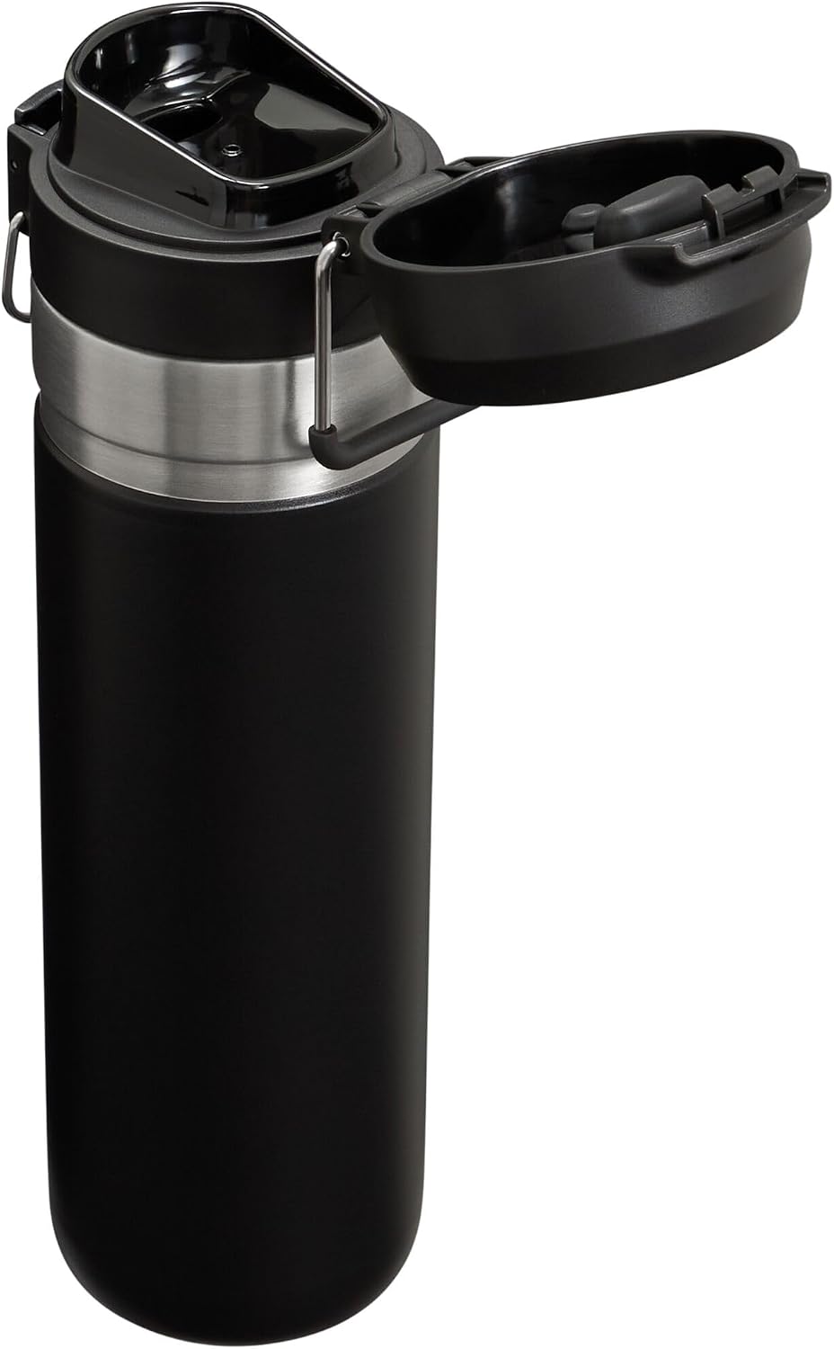 Close up view of the open mouth piece on the Stanley Quick Flip Go lid for easy sipping.