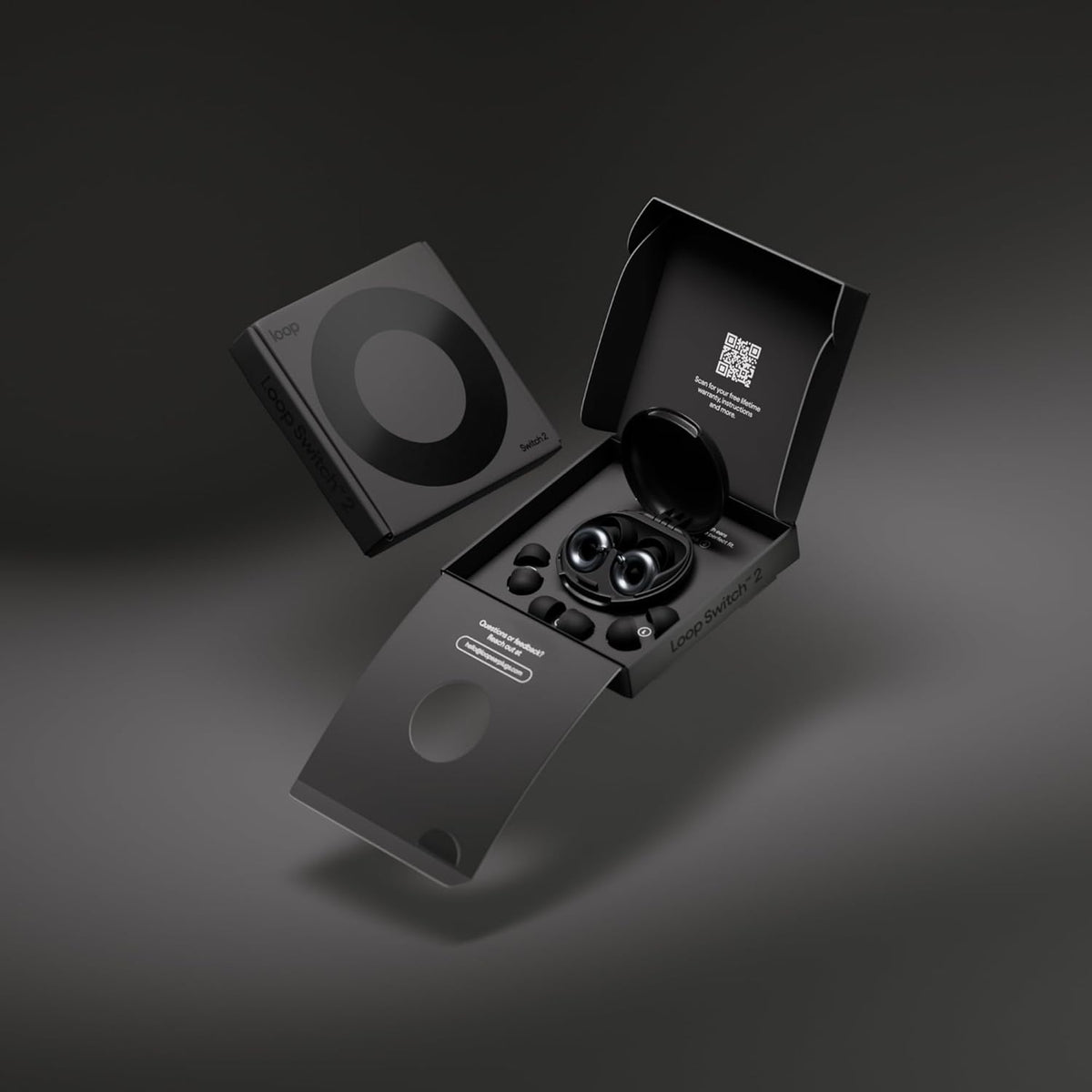 Loop Switch 2 ear plugs with multiple silicone ear tip sizes