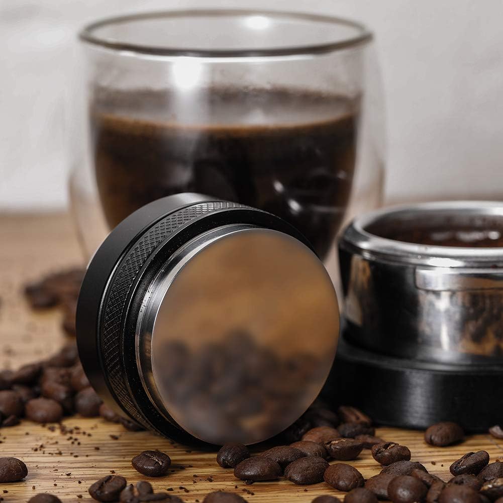 MATOW 51mm espresso distributor and tamper packaging layout.