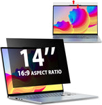 LUSA DESIGN laptop privacy screen 14 inch front view on a modern professional workstation.