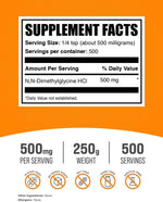 BulkSupplements DMG powder 250 grams supplement label