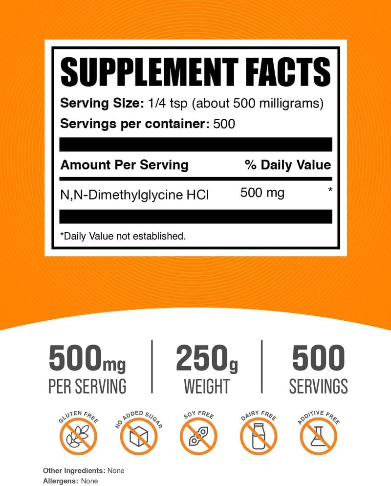 BulkSupplements DMG powder 250 grams supplement label