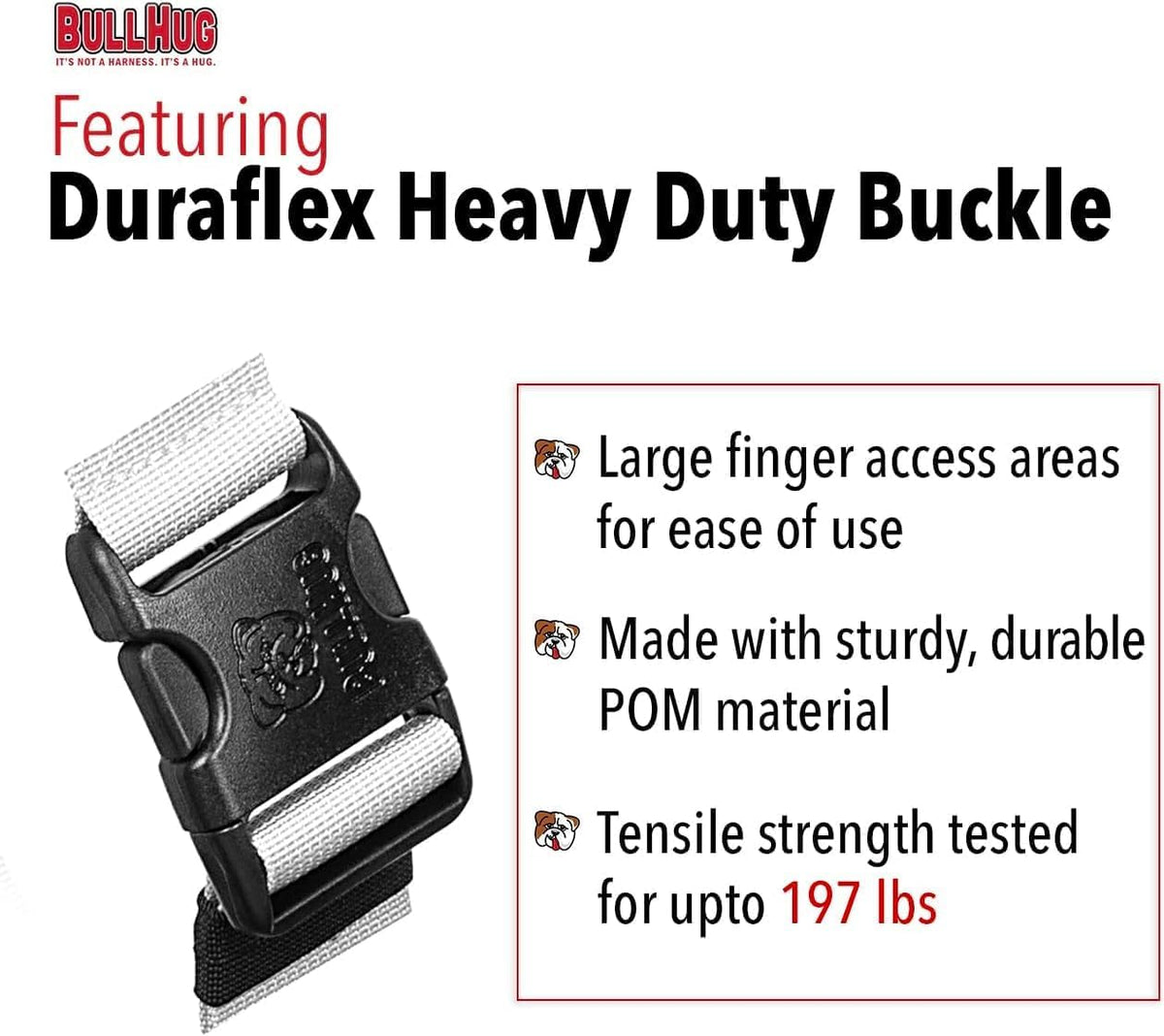 Back view of bullhug adjustable harness for pugs