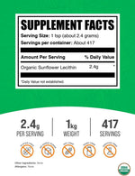 BulkSupplements sunflower lecithin powder nutritional supplement label