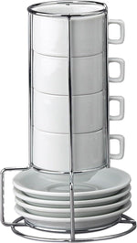 HIC Kitchen stackable espresso coffee set front view with chrome stand