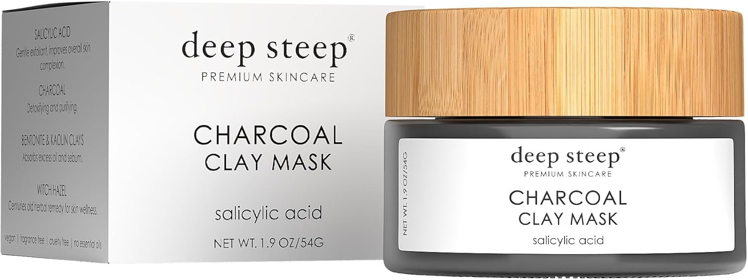 Deep Steep charcoal clay mask front view packaging