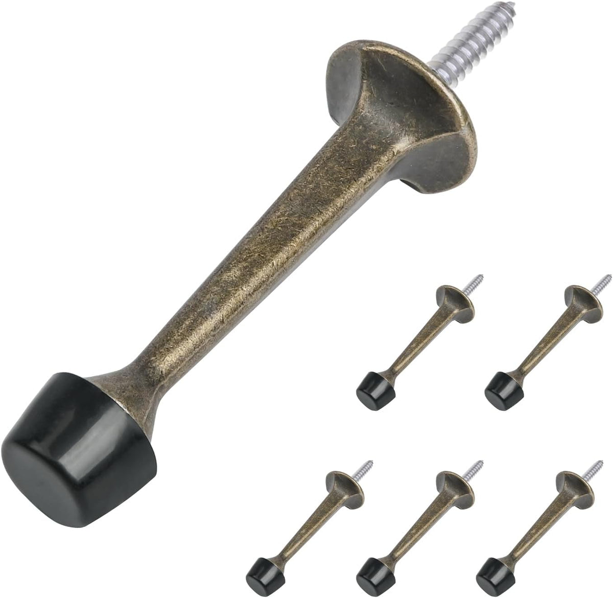 HOMOTEK 8 Pack Heavy Duty Solid Rigid Door Stop with Soft Rubber Tip, Zinc Die Cast Door Stopper Protect Wall & Door,Brass Bronze - Image 14